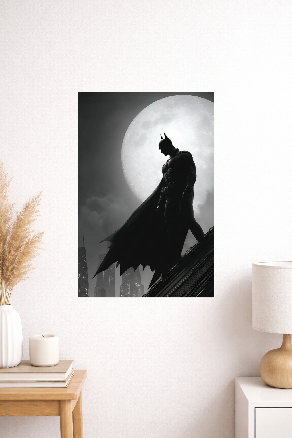 Batman Moon Silhouette Poster | Dark Knight Minimal Scene | Inkzy