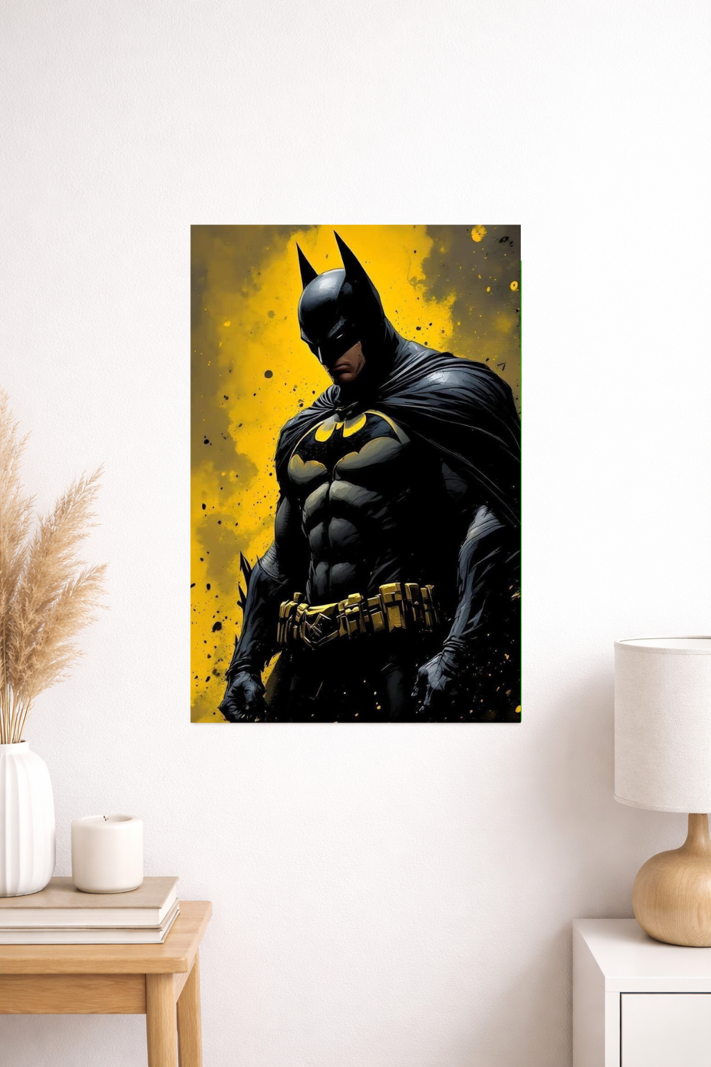 Batman Yellow Minimal Dark Knight Poster | Bold Contrast Design | Inkzy