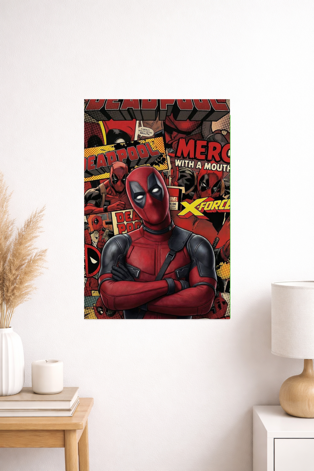 Deadpool Comic Collage Poster | Marvel Style Graphic Print | Inkzy