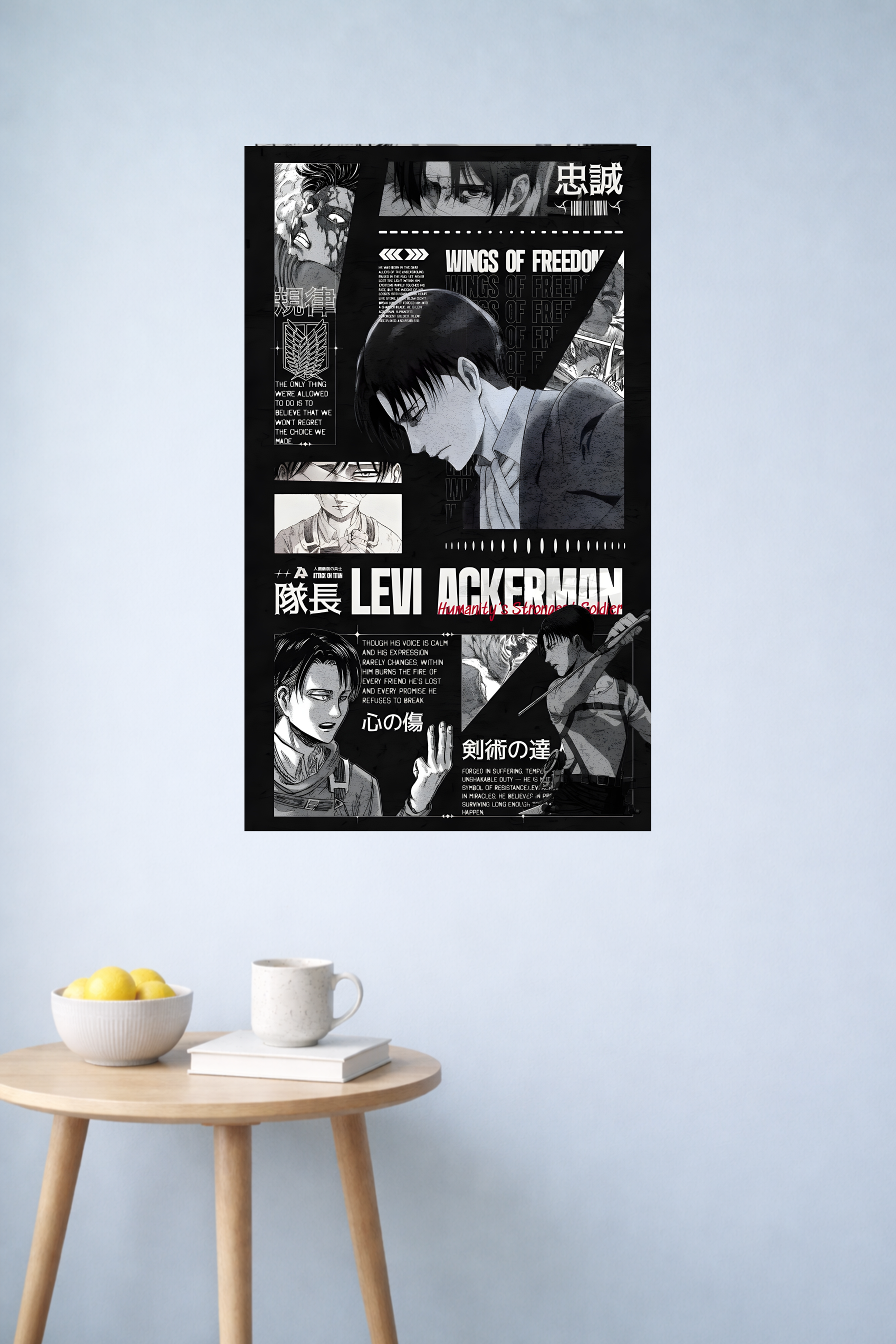 Levi Humanity’s Strongest Poster | AOT Manga Panel Aesthetic | Inkzy
