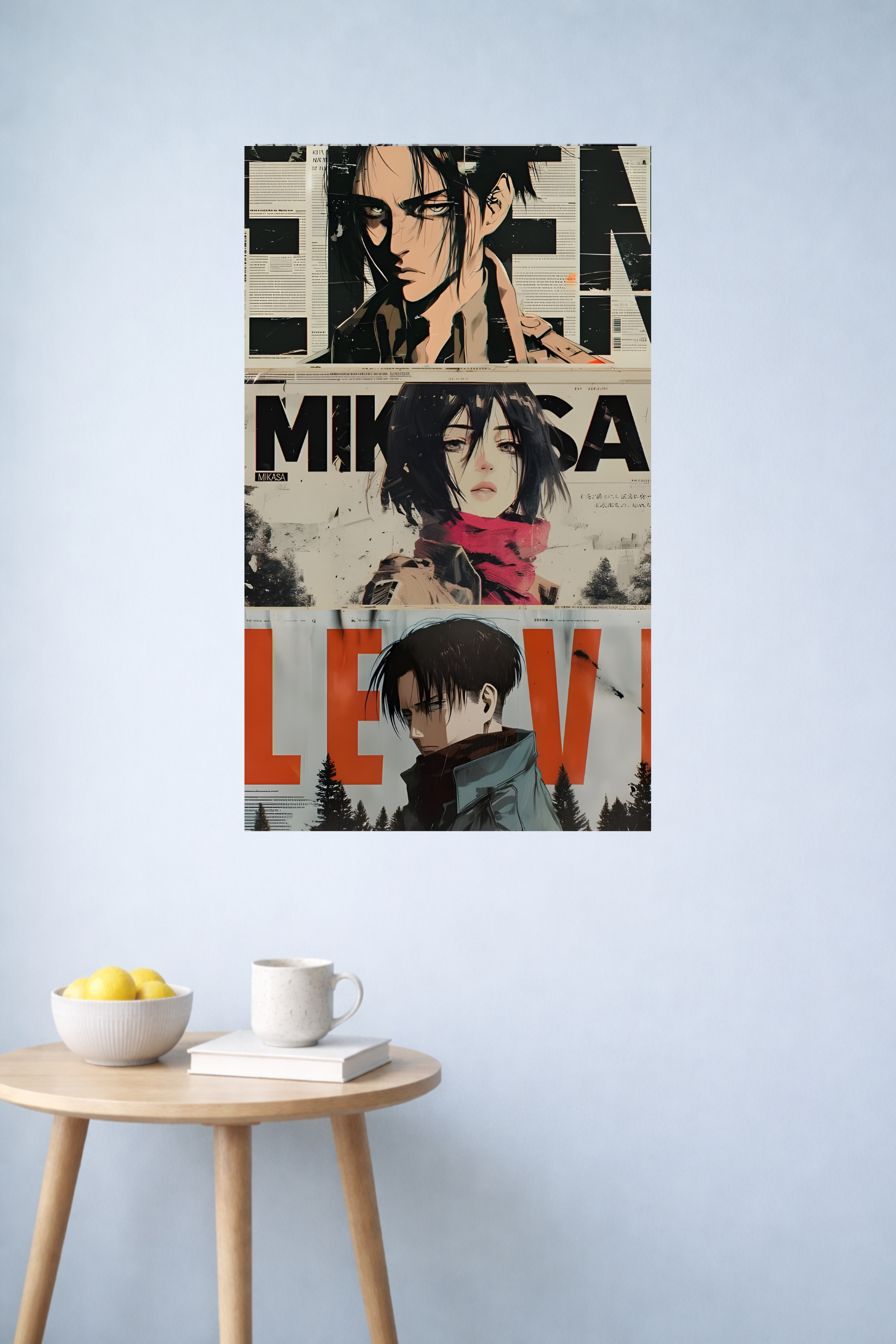 Eren Mikasa Levi Poster | Attack on Titan Trio Collage | Inkzy