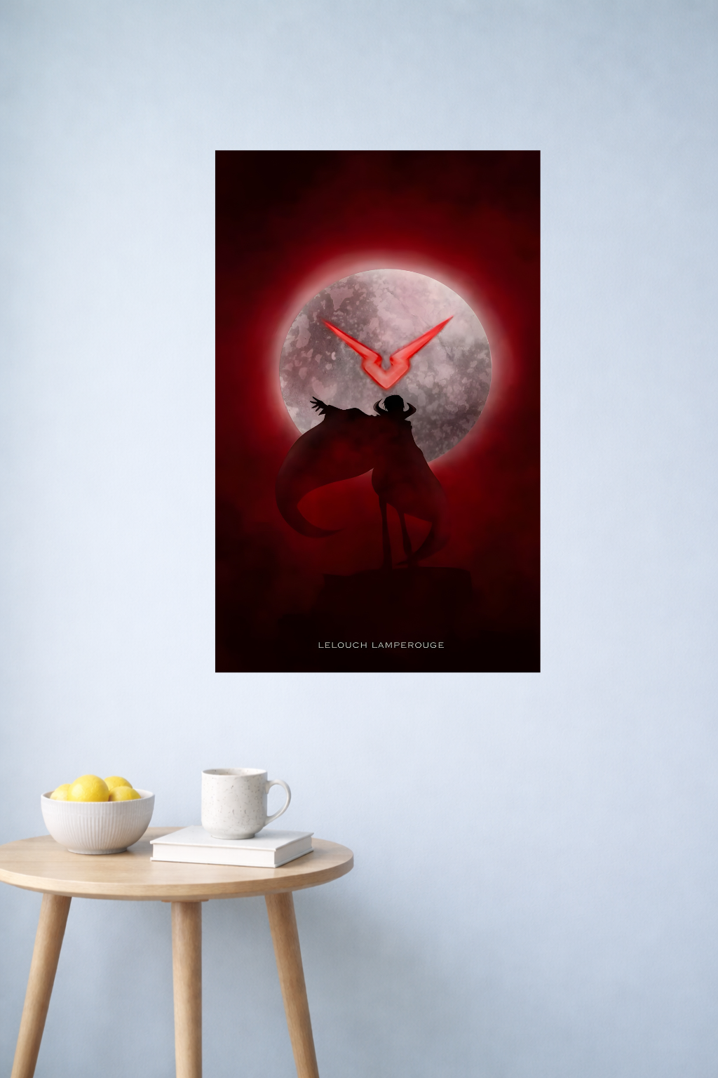 Code Geass Crimson Moon Poster | Dark Anime Silhouette Scene | Inkzy