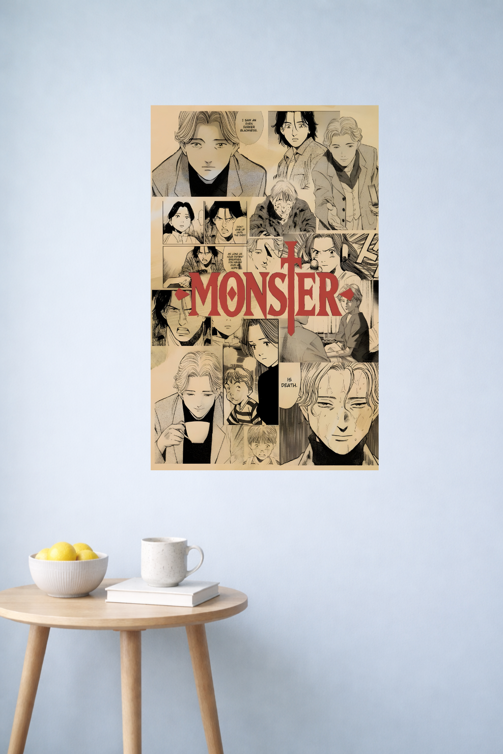 Monster Psychological Collage Poster | Dark Anime Thriller Scene | Inkzy