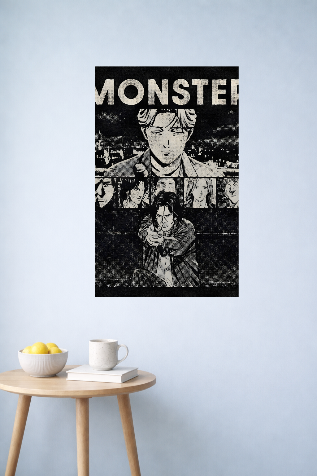 Monster Iconic Characters Poster | Noir Anime Collage Scene | Inkzy