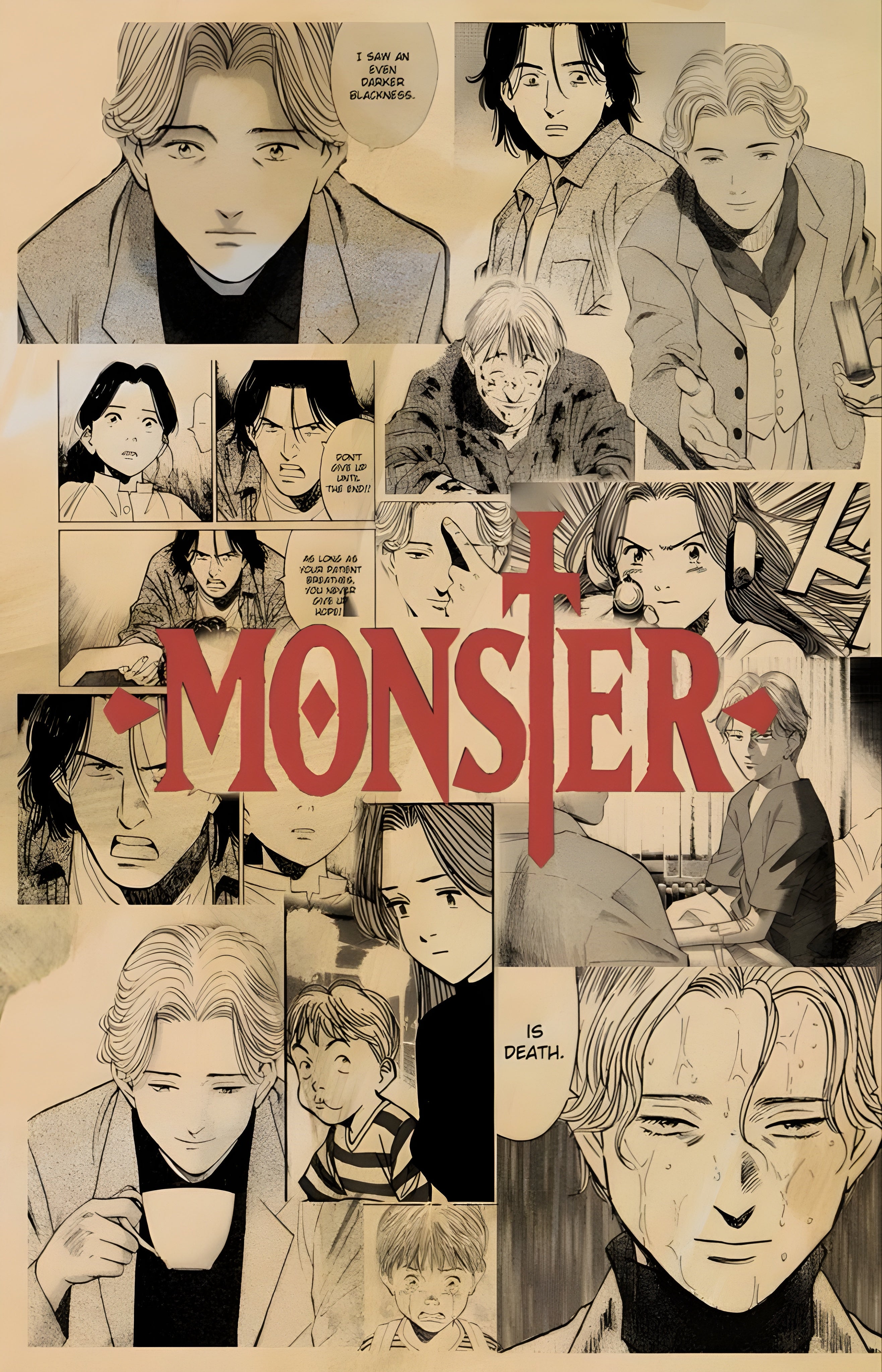 Monster Psychological Collage Poster | Dark Anime Thriller Scene | Inkzy